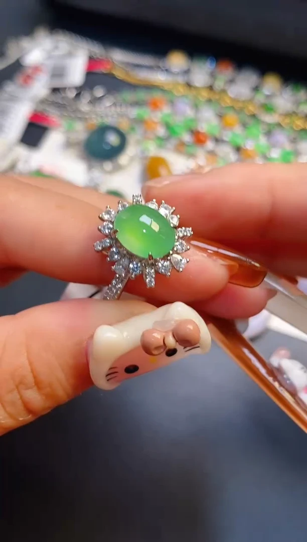 银S925镶嵌戒指翡翠天然