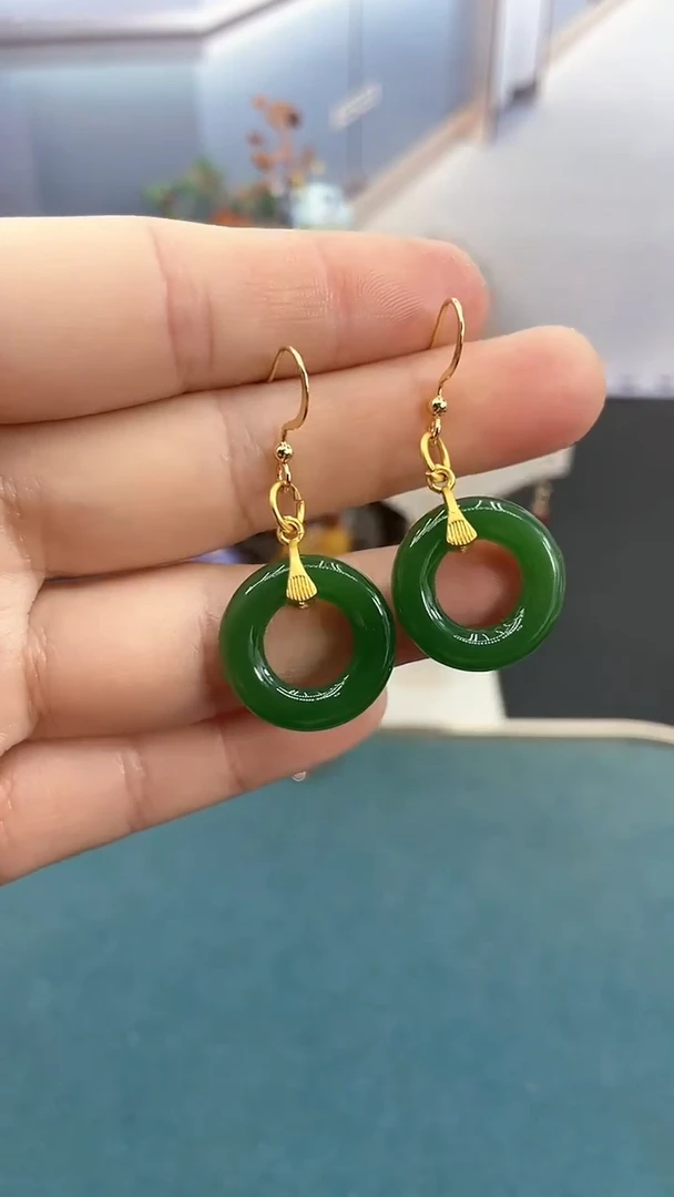 未镶嵌东陵石耳饰20mm东陵玉圈圈耳钩