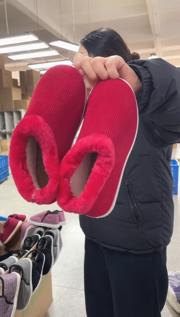 红色毛圈棉鞋37码