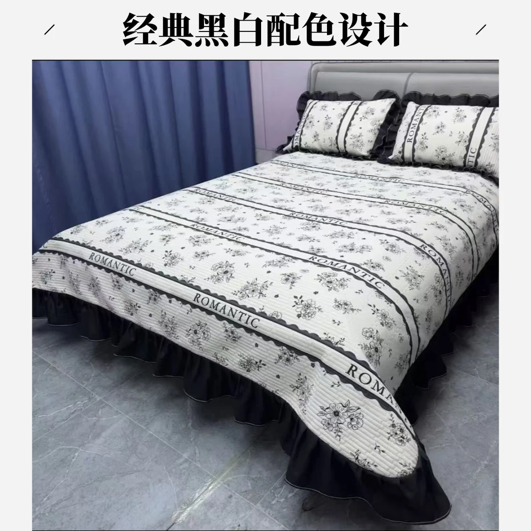 【四季通用】2025 A类母婴水洗棉床盖韩式床单新款爆款裙边花边床盖