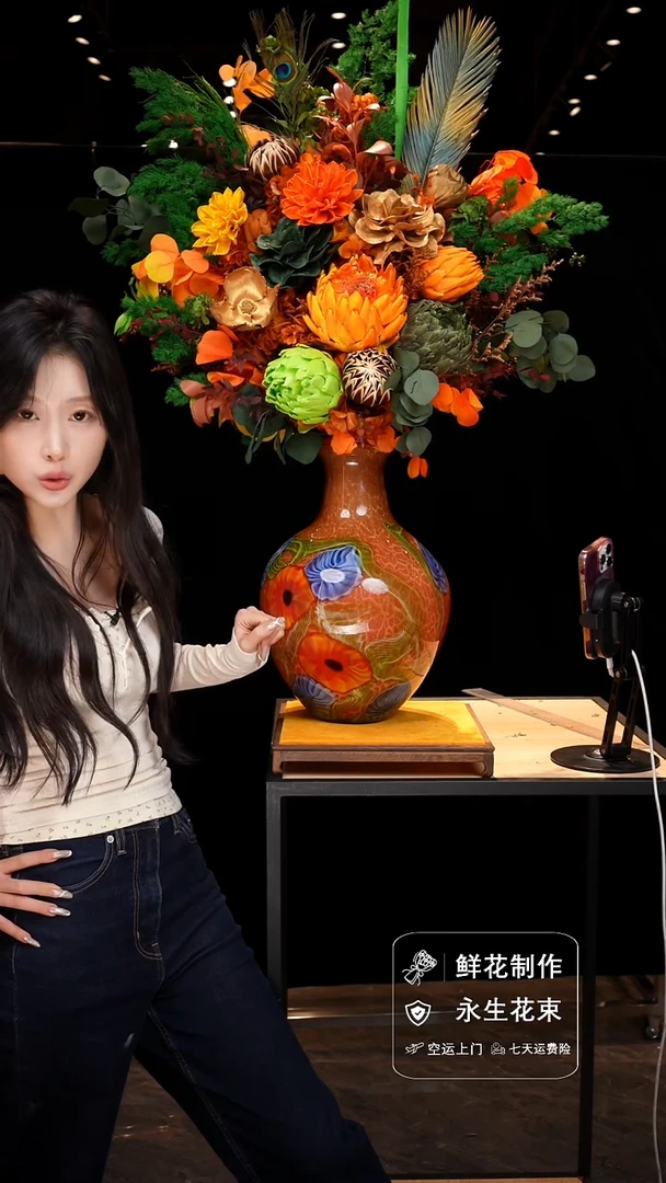 手工艺品琉璃手工花器花束空运包邮送货上门-以图片为准