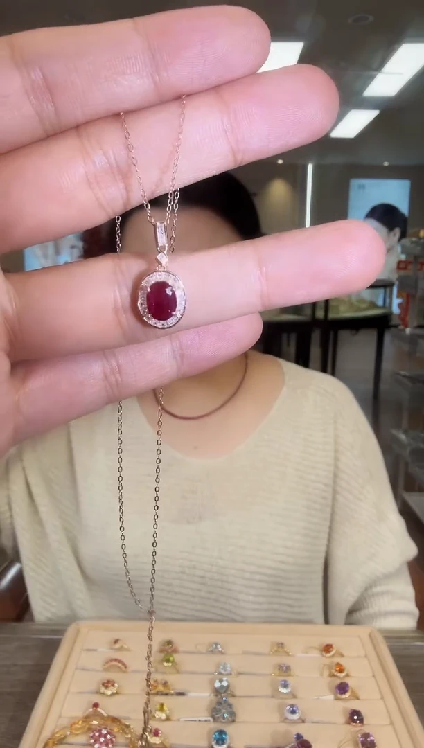 银S925镶嵌项链红宝石09