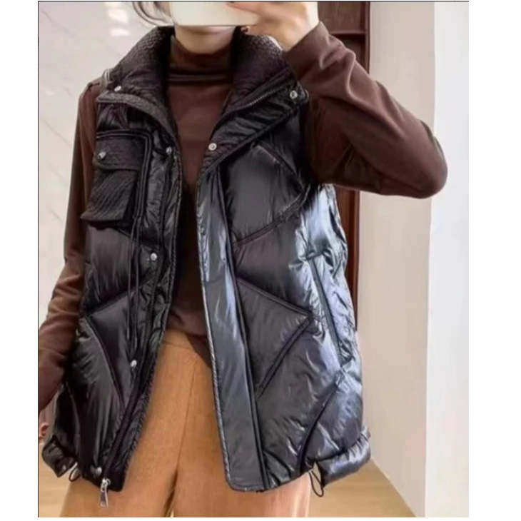 秋冬新款羽绒服马甲女亮面免洗百搭外套时尚马夹潮