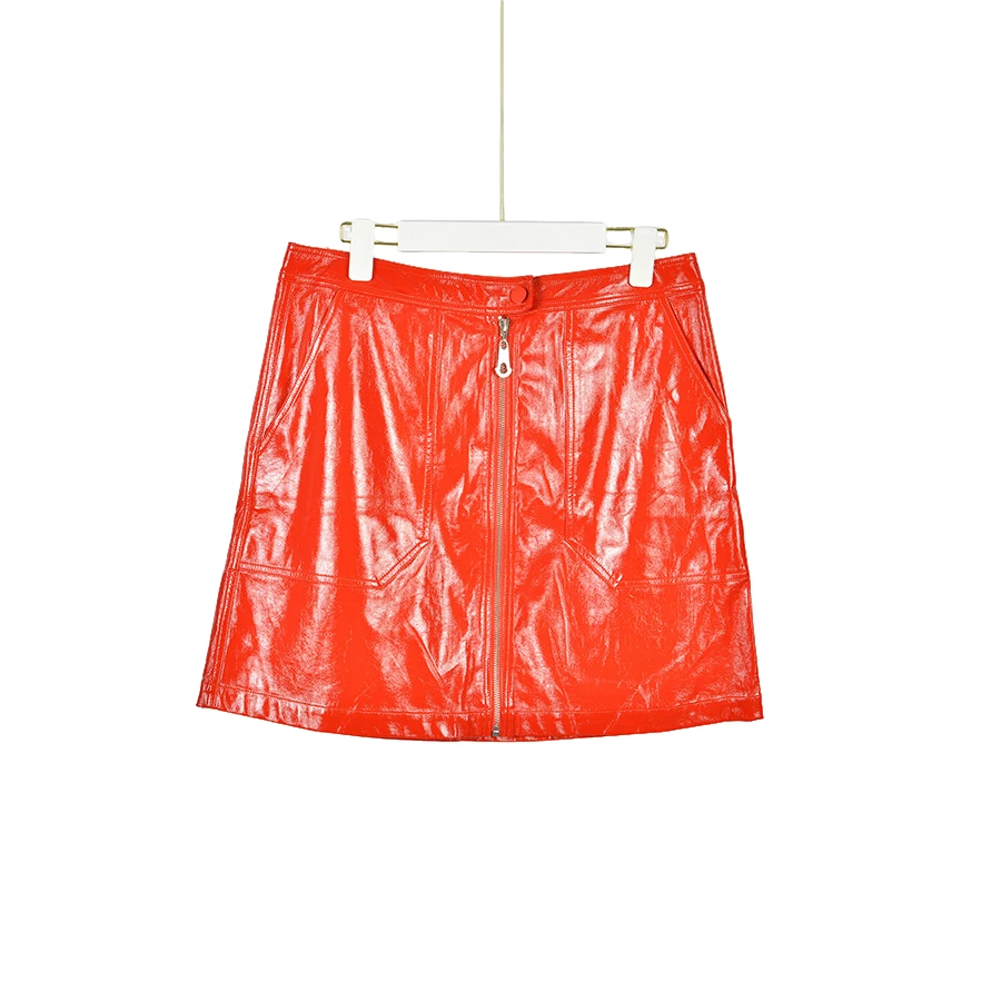 GPB4【专柜捡漏F-3】大码女装QAB-皮裙0016-红色正码