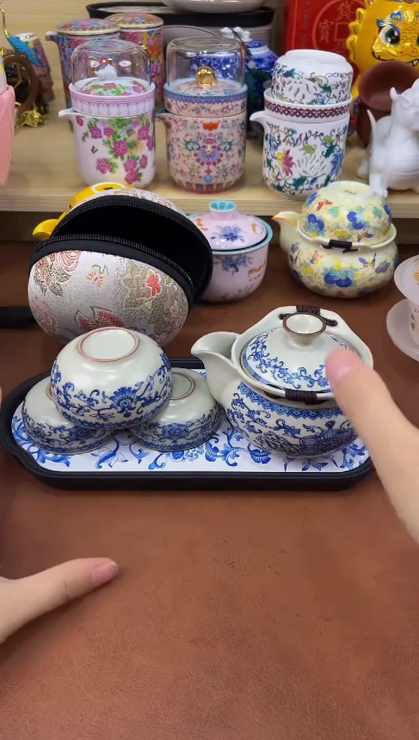 陶瓷茶具摆件旅行套组
