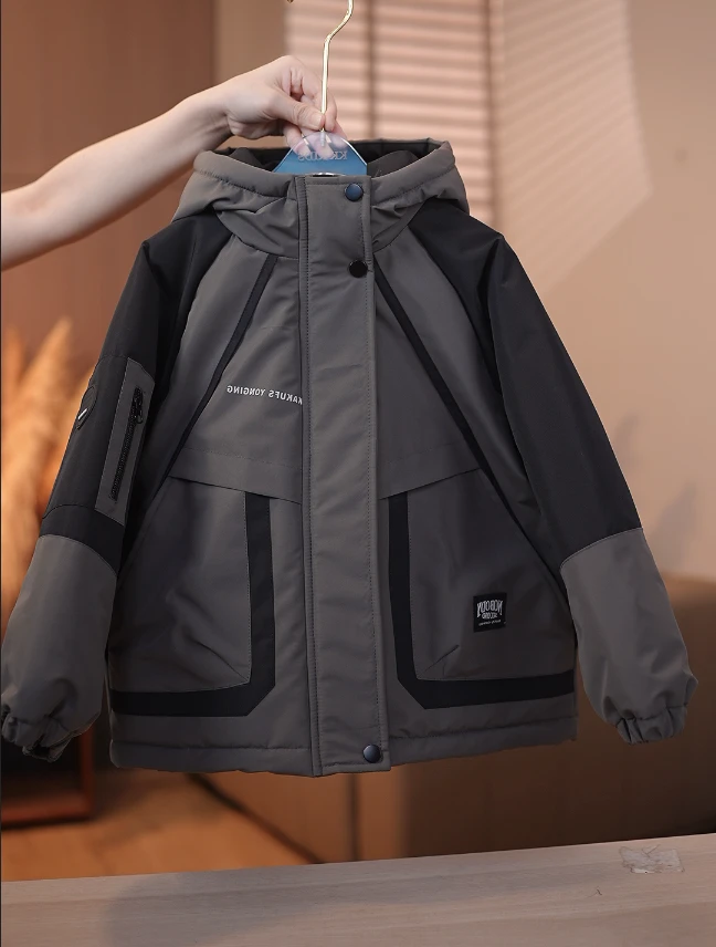 [夹棉保暖]男童2025新款夹棉冲锋衣中大童帅气韩版洋气冲锋衣外套