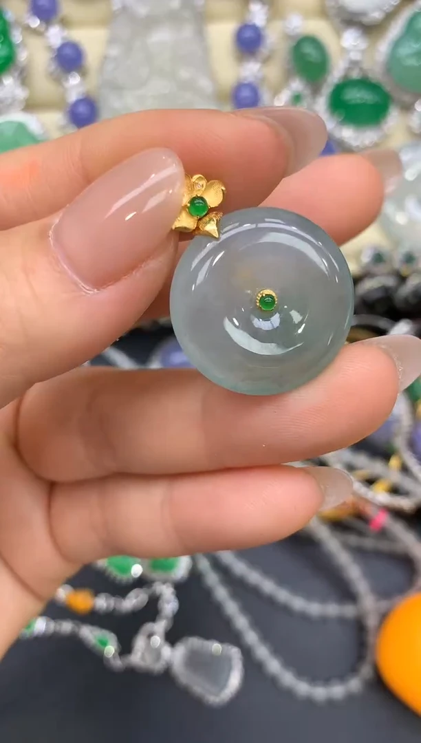 翡翠18K金镶嵌颈饰172-中国好珍宝