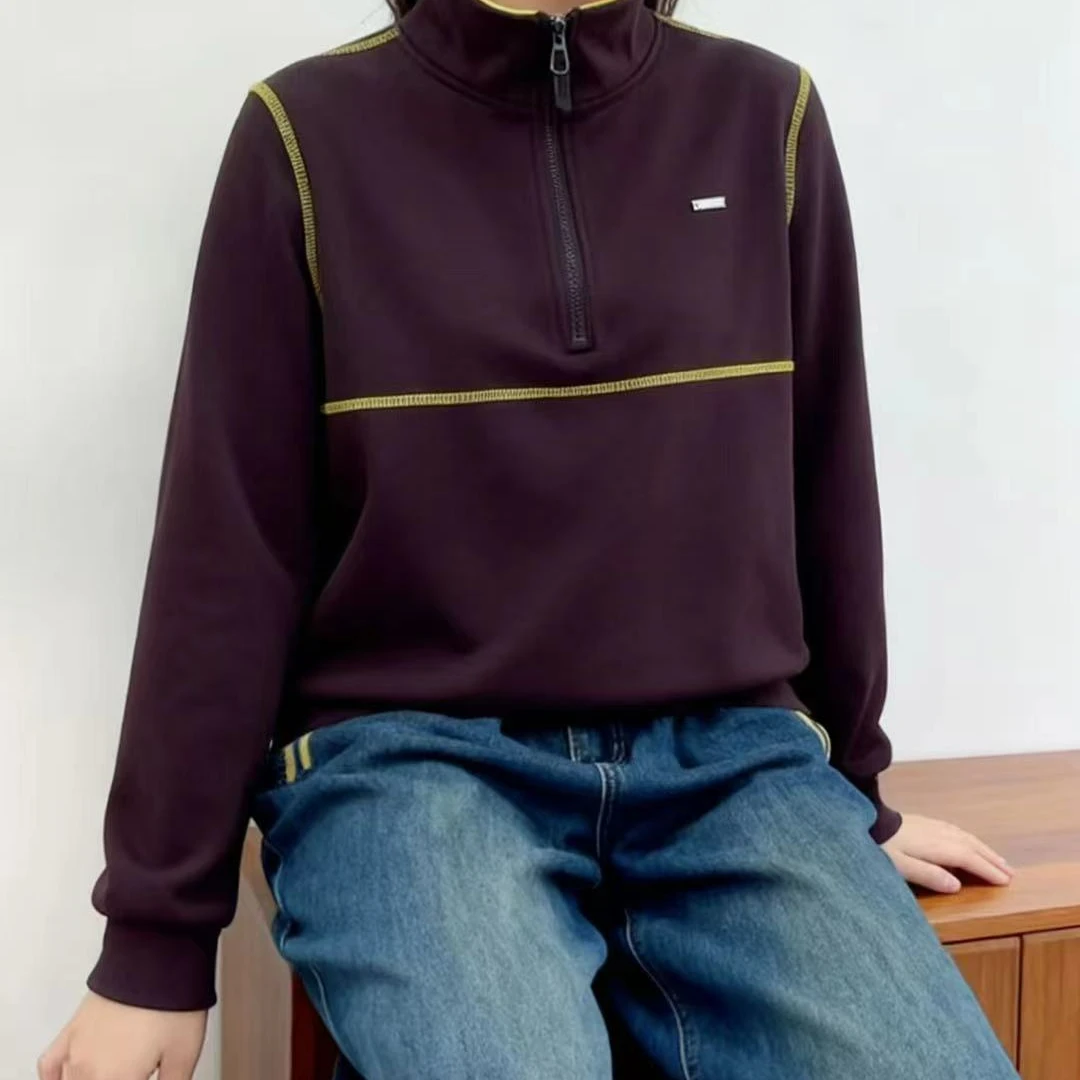 芭莎家时尚立领拼接德绒休闲打底