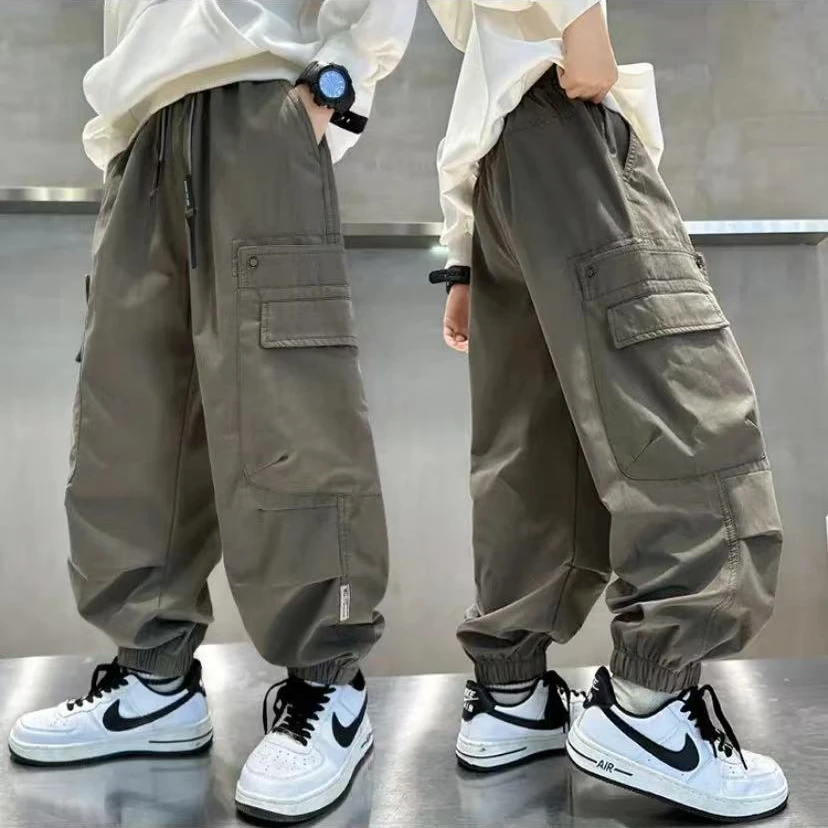 衣橱bi备~男童2025秋季新款时髦束脚裤子潮酷帅气工装裤10508