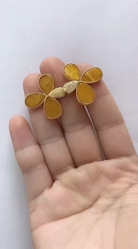 【闪购商品】琥珀裸石银S925镶嵌蜜蜡耳坠