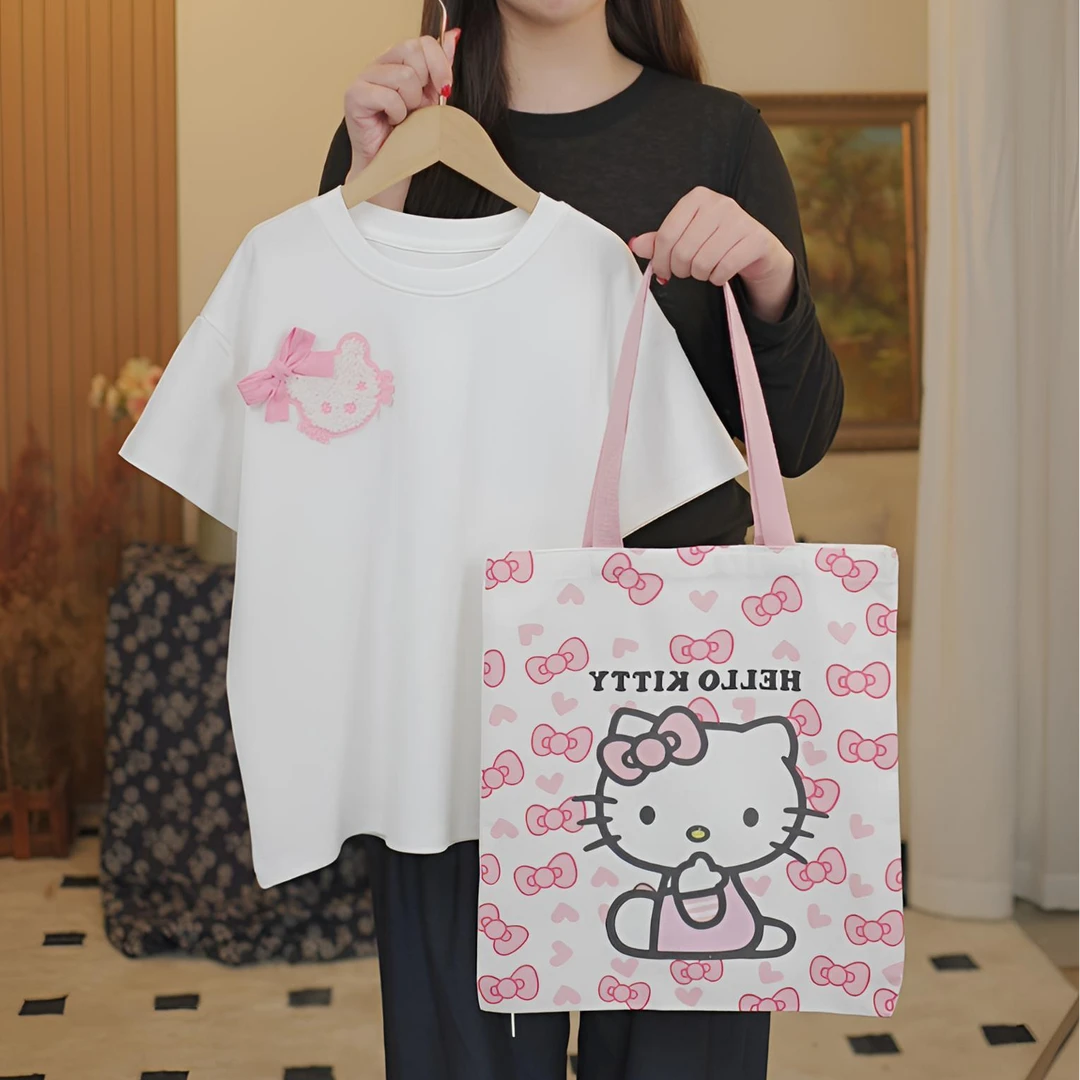 女童短袖T恤凯蒂猫夏款洋气上衣韩版潮打底衫儿童中大童时尚t体恤