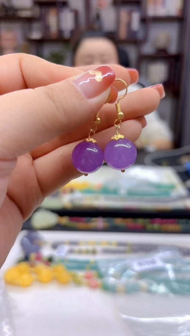 【闪购商品】翡翠耳饰14K金镶嵌耳勾E738