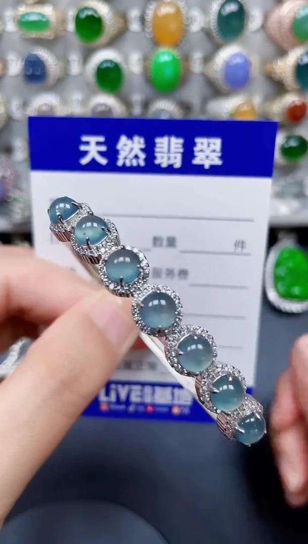 银S925镶嵌手镯翡翠382