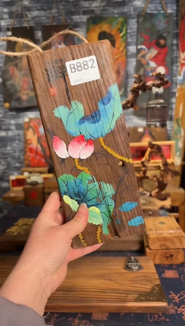 风化老门板丙烯画