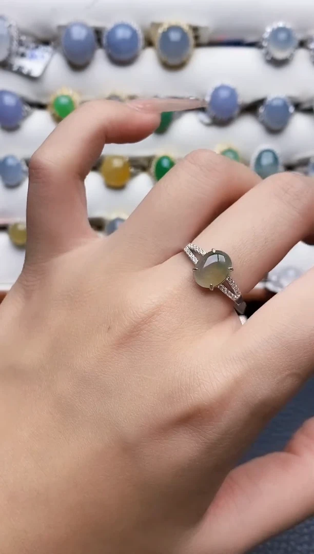 银S925镶嵌戒指翡翠1592