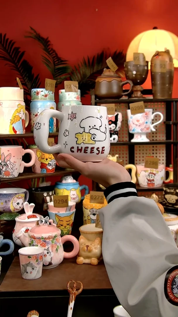 杯子瓷DIY景德镇创意手工陶瓷卡通风芝士小狗