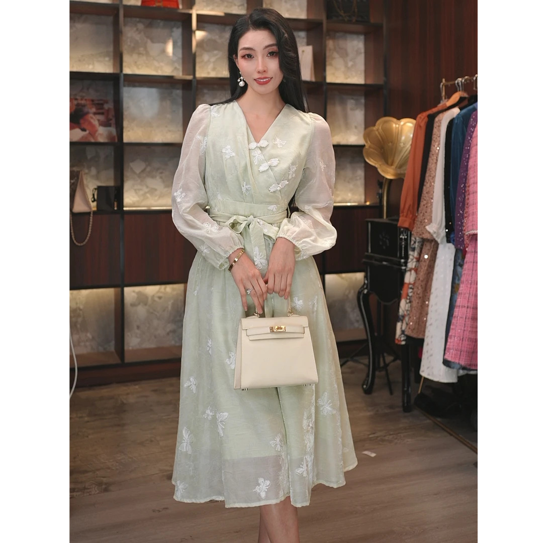 【浅韵仙姿】[薇薇]轻奢设计师优雅气质修身时尚收腰连衣裙-86063