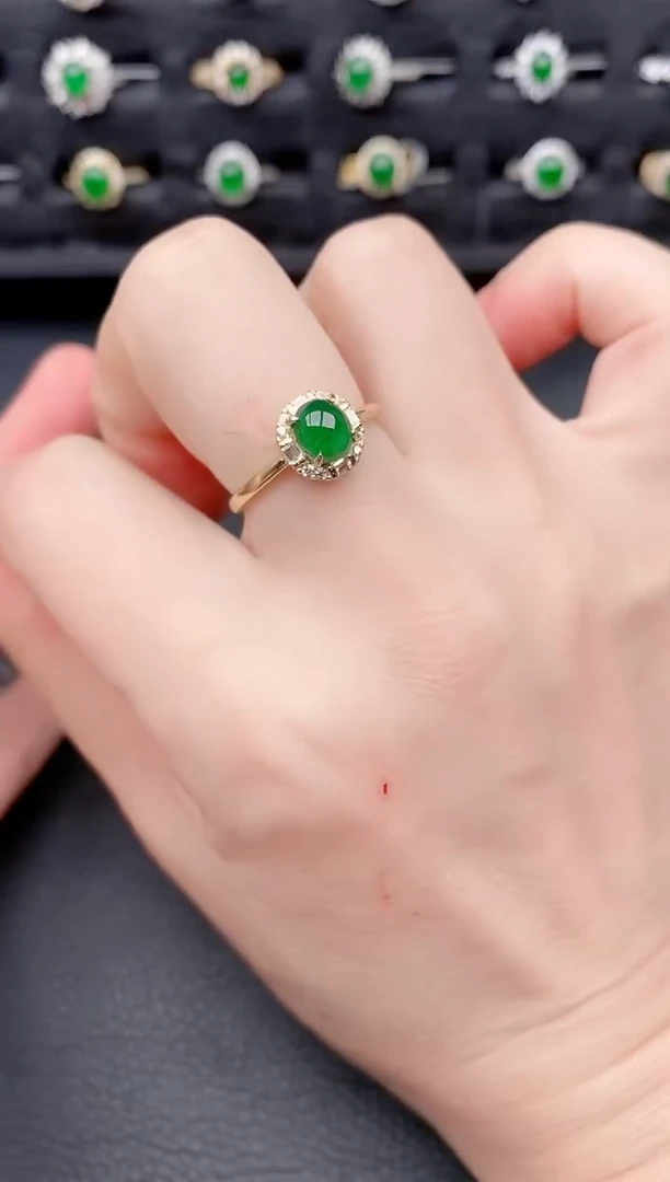 银S925镶嵌戒指翡翠天然a货翡翠4