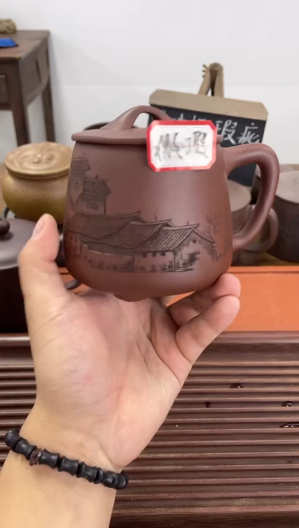 【闪购商品】紫砂茶杯微瑕处理介意勿拍5底槽青石瓢水乡