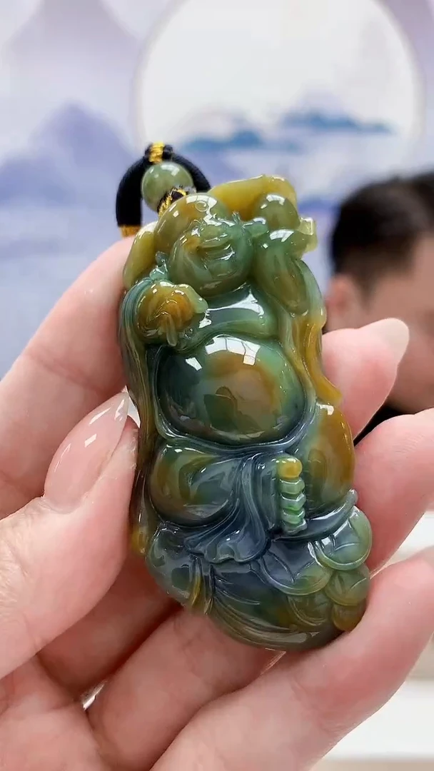 未镶嵌定制翡翠5060MM-毛货挂件95