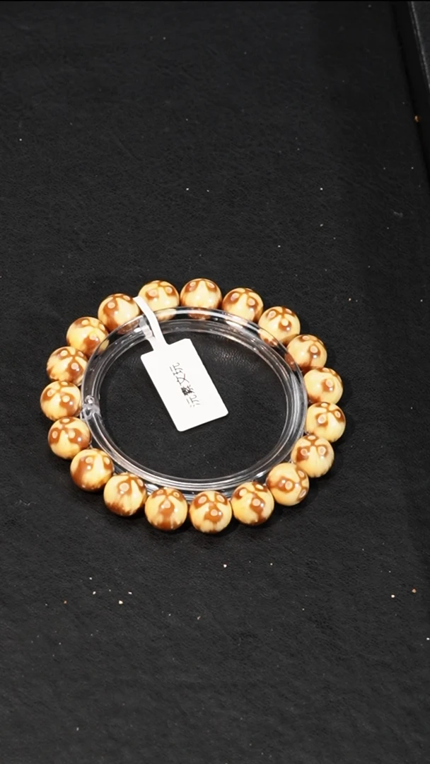紫金鼠手串头货熊猫正圆光珠单圈