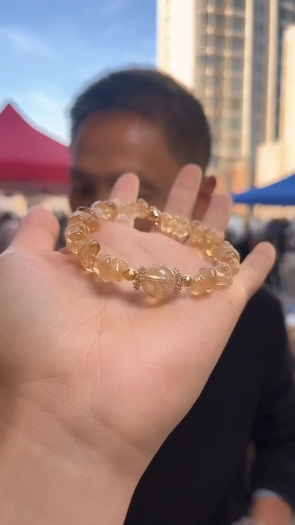 黄晶手链未镶嵌天然DIY手串多样性发一mm