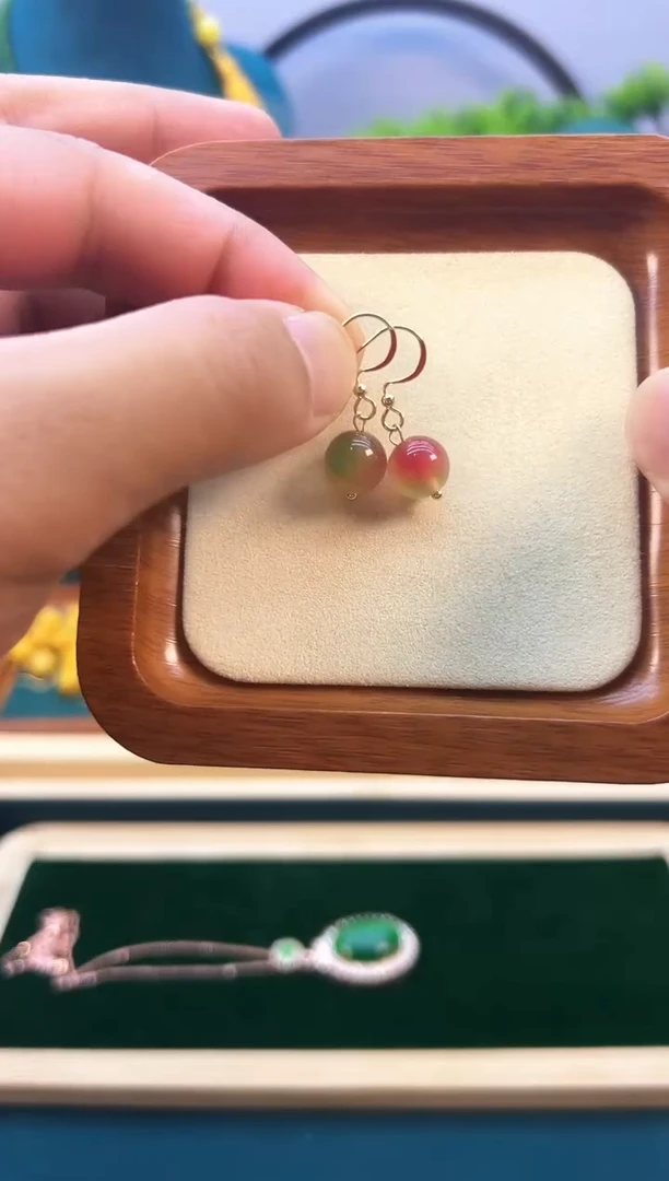 碧玺耳饰14K金镶嵌E133