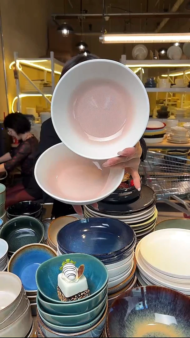 瓷87外贸尾货高温釉下彩陶瓷餐具默认微瑕