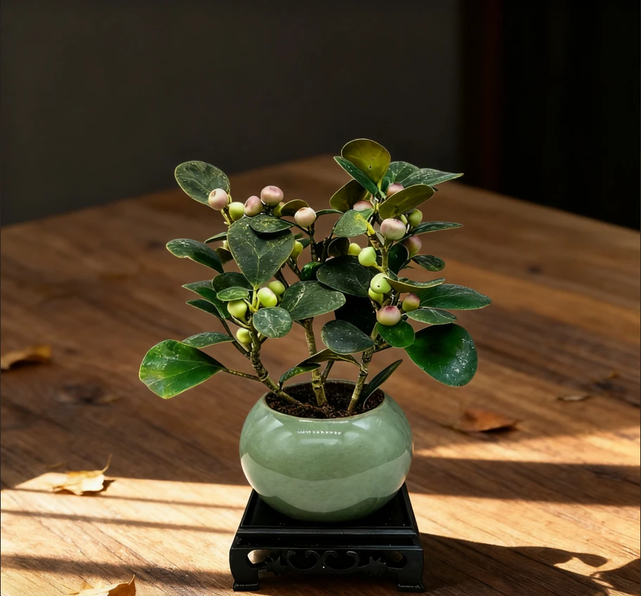 小盼菩提中式禅意室内绿植四季盆栽好养净化空气桌面观叶观果盆景