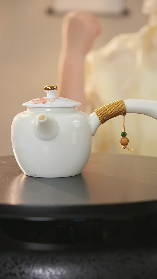 茶具米黄文翰侧把壶@@CHTZ000182