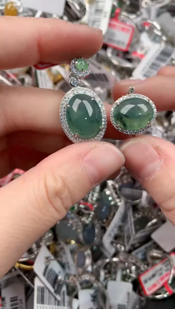 银S925镶嵌戒指翡翠16-16-16     2