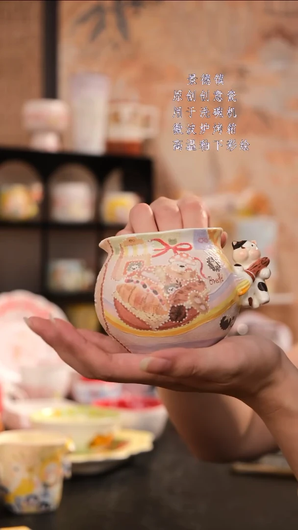 摆件景德镇手工手绘设计师款