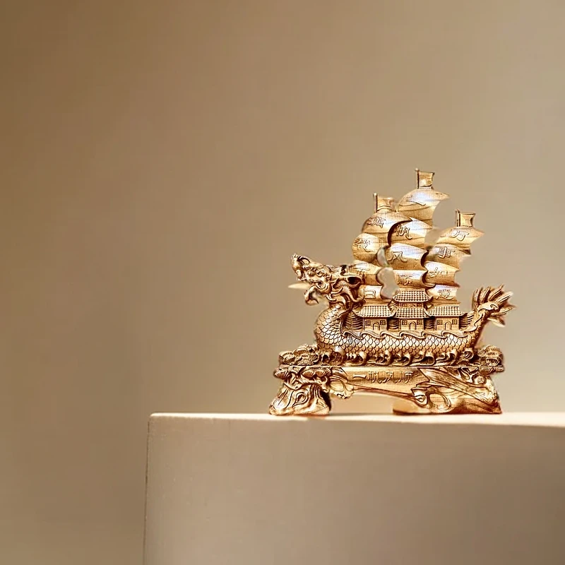 桃木一帆顺风台屏摆件正宗泰山桃木雕刻客厅办公室送礼