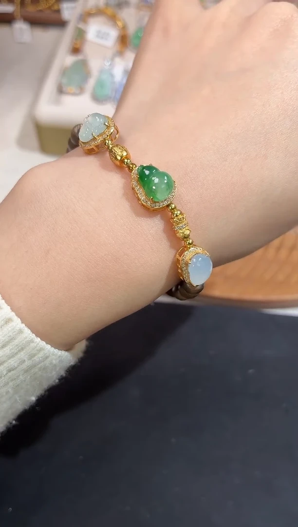 银S925镶嵌手串翡翠手串