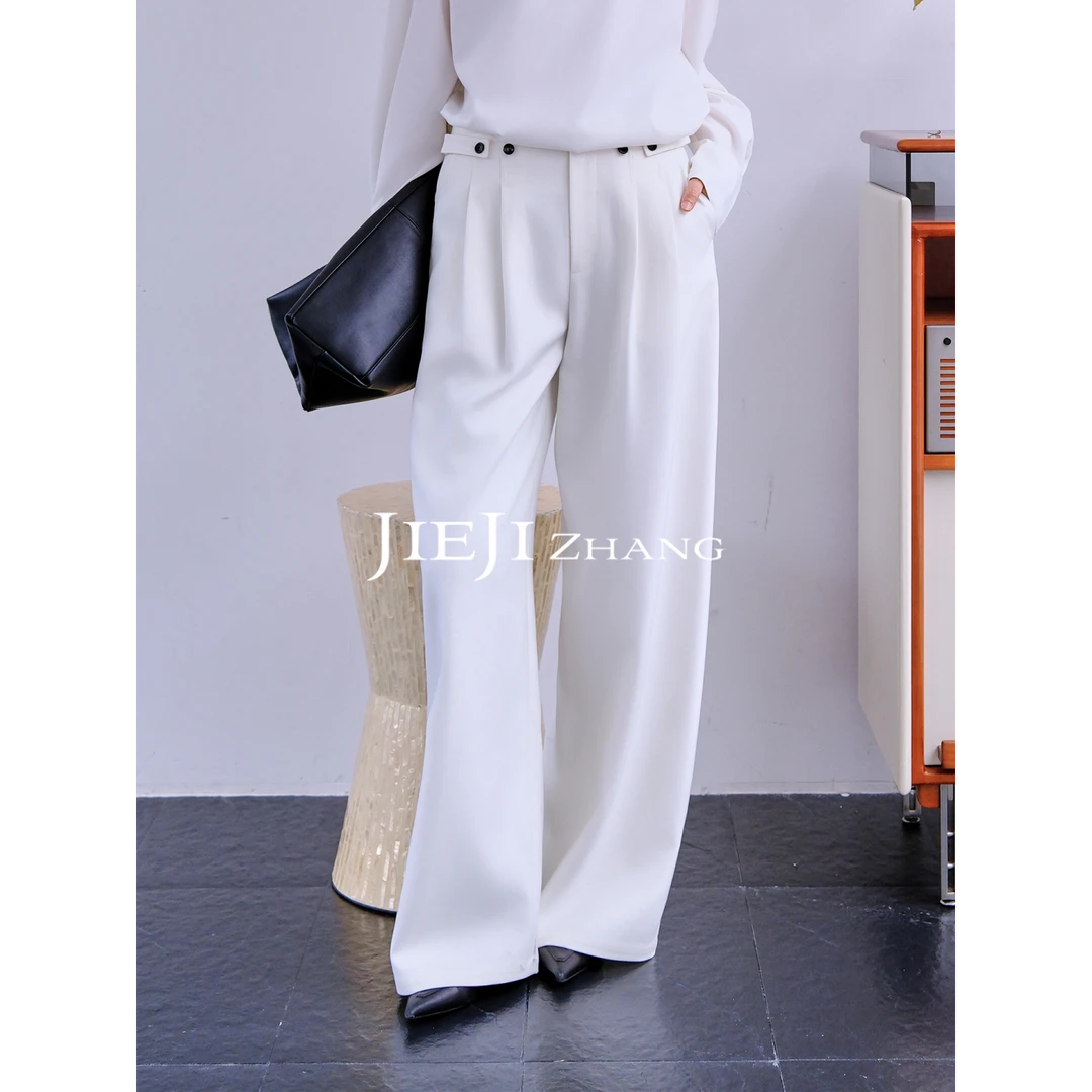 【JIEJI ZHANG】羊毛天丝高级定制秋冬时尚百搭混纺裤351495