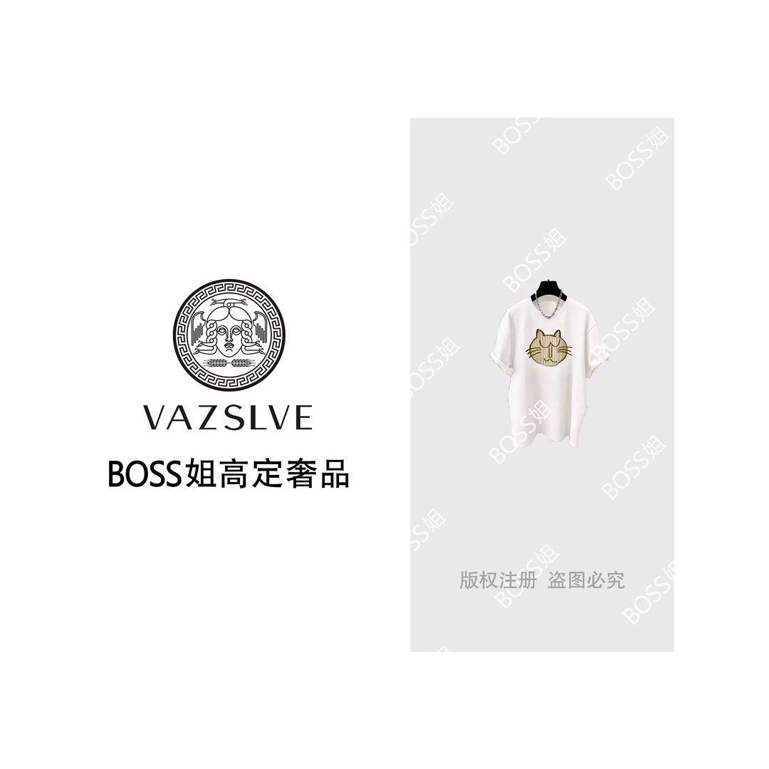 VAZSLVE/原创设计 新款T恤时尚休闲夏季宽松印花圆领T恤 1CK117