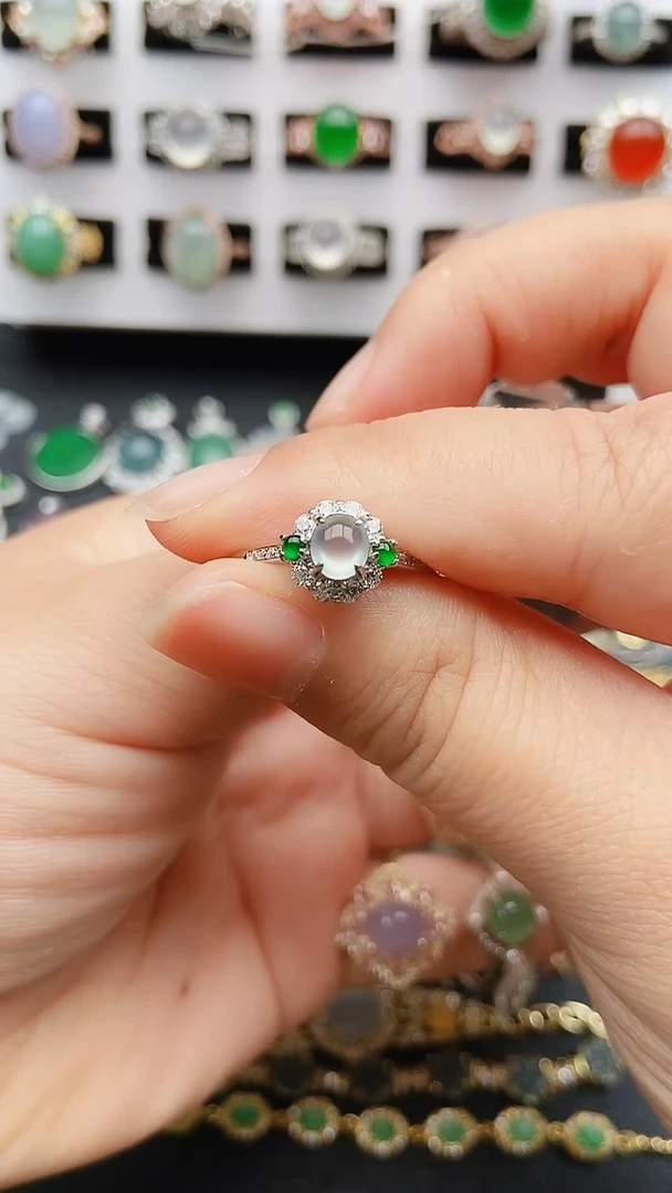 翡翠戒指银S925镶嵌1