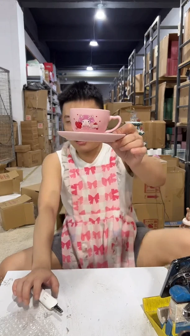 瓷片美乐蒂一杯一碟 开片