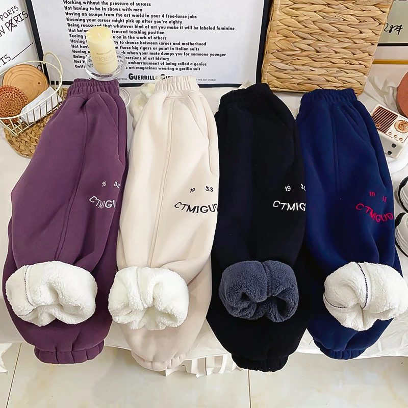 【粗针水洗加厚卫裤】冬季加绒加厚保暖男女童洋气弯刀运动休闲裤