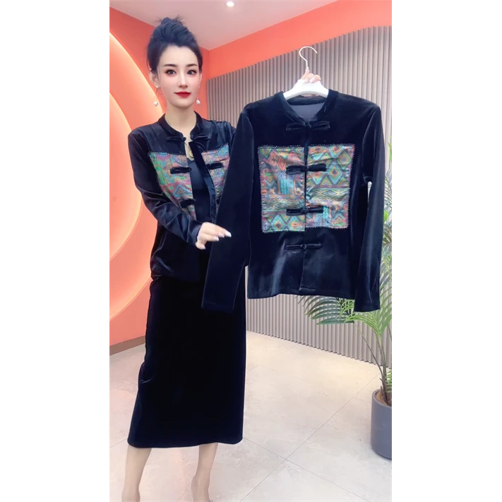 5205定制款国风定制款女士高品质经典时尚丝绒外套