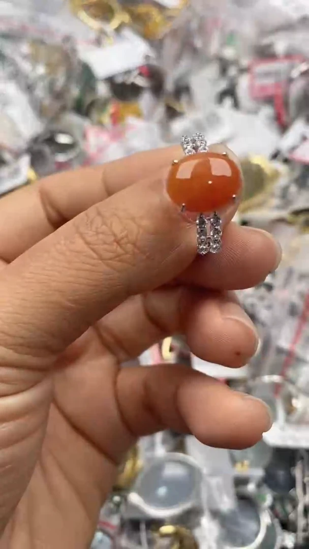 银S925镶嵌戒指翡翠111             4