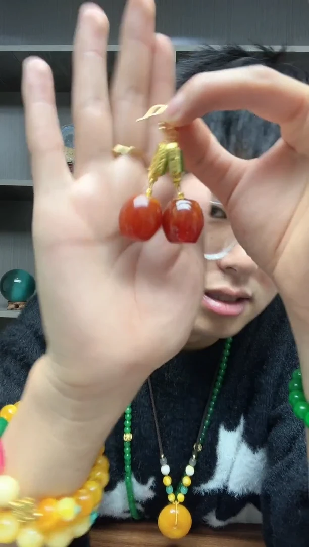 【闪购商品】琥珀（棕珀）耳饰14K金镶嵌耳饰