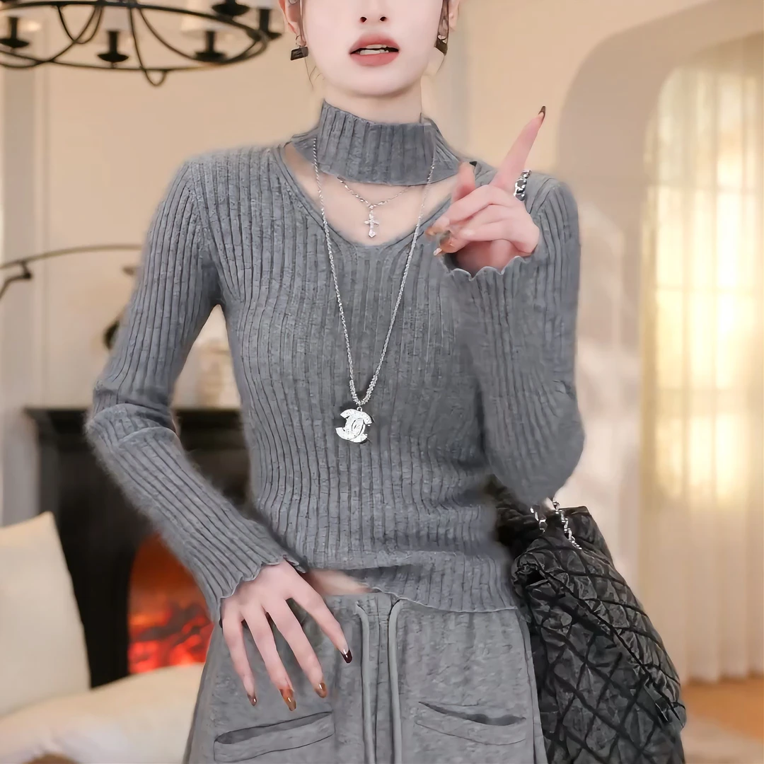 秋冬小性感气质高级感修身显瘦打底衫厚毛衣简约上衣LK2500929