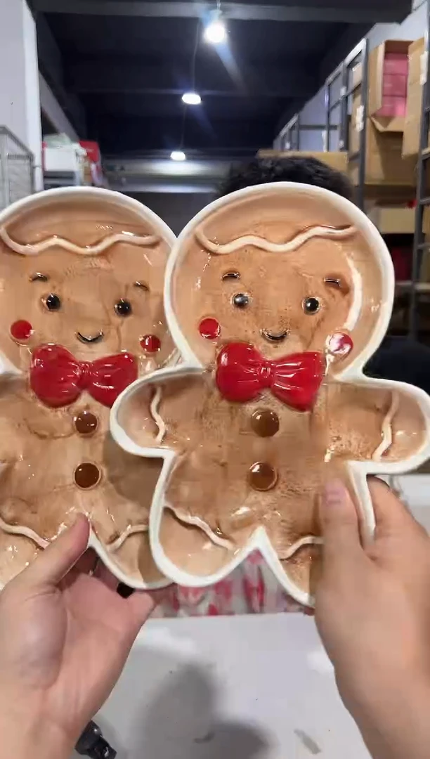 瓷片姜饼人全身盘子2件套