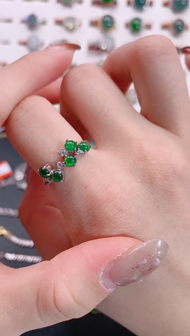 银S925镶嵌戒指翡翠天然翡翠