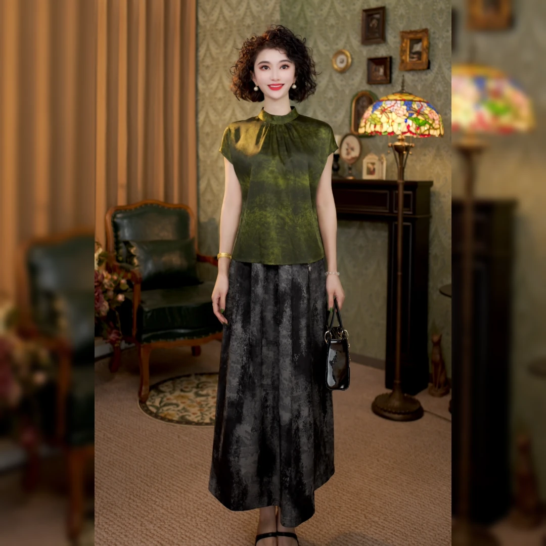 双面穿新中式国风半身裙LYGBQ0596