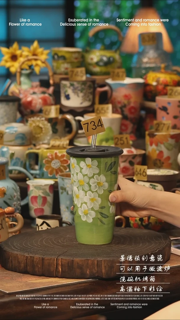 陶瓷734景德镇高温釉下彩手工手绘款式