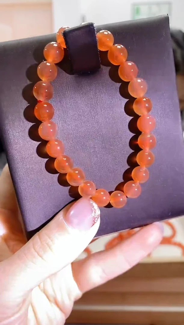 未镶嵌手串玛瑙/玉髓红糖心玛瑙手串8mm