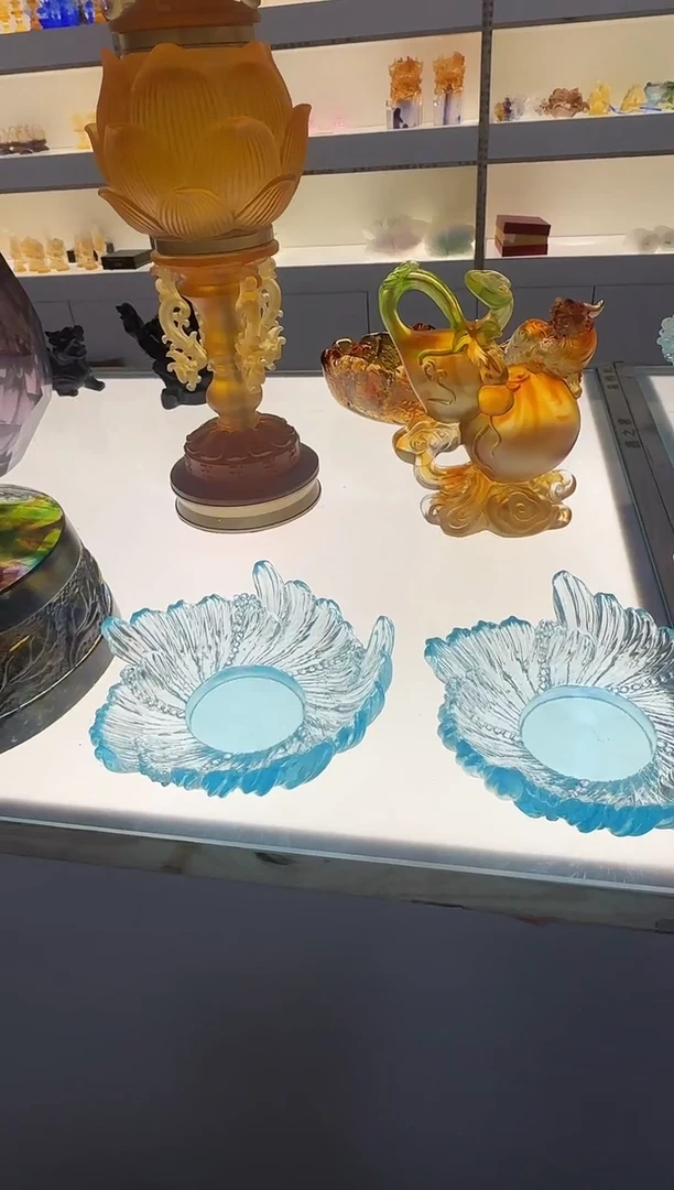 手工艺品琉璃天青色干果碟