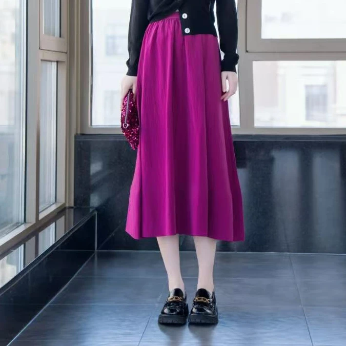阿玛施AMASS【粉色际遇】高腰复古显瘦百搭中长款半身裙520015
